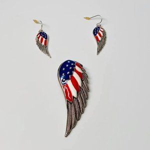 AMERICAN FLAG WING PENDANT SET